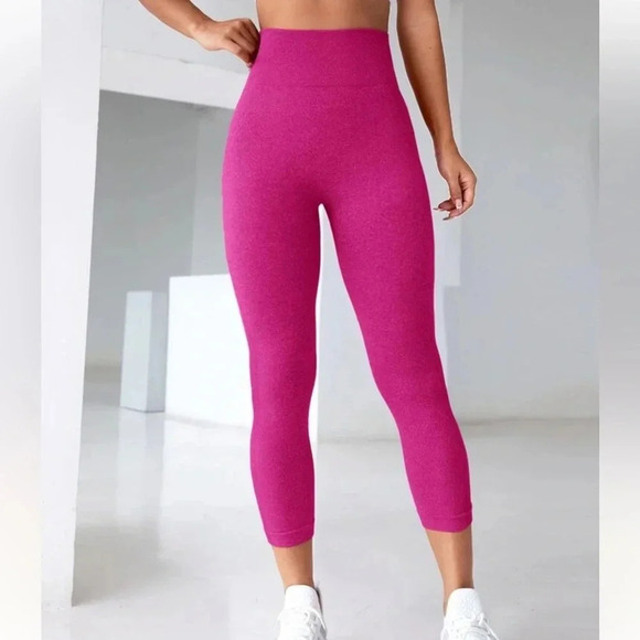 NWOT Women’s SHEIN high waist hot pink compression leggings Large - Picture 1 of 5